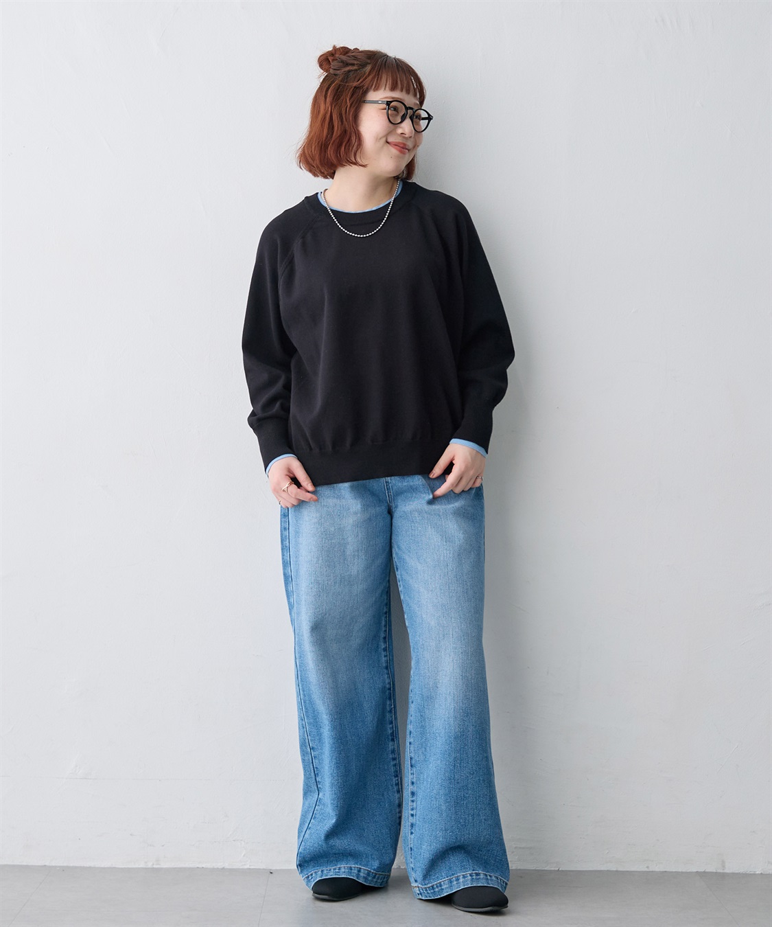anyfee 【anyfee/大きいサイズ】配色レイヤード風クルーネックニットプルオーバー_sub_20