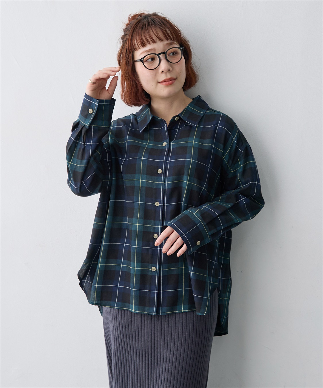 anyfee 【anyfee/大きいサイズ】リラックスフィットチェック柄シャツ_sub_2