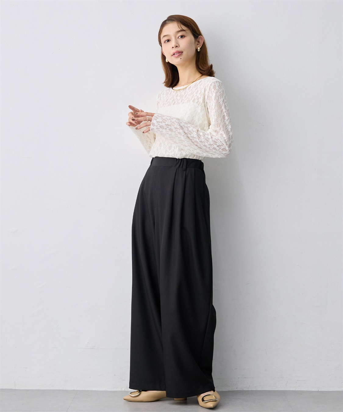 anyfee 【anyfee/大きいサイズ】ストレッチレースクルーネックインナーT_sub_8