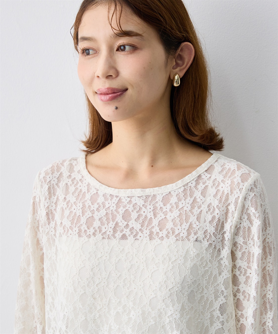 anyfee 【anyfee/大きいサイズ】ストレッチレースクルーネックインナーT_sub_12