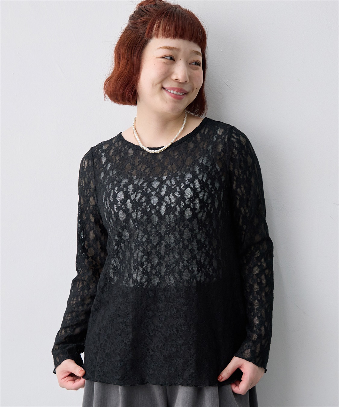 anyfee 【anyfee/大きいサイズ】ストレッチレースクルーネックインナーT_sub_15