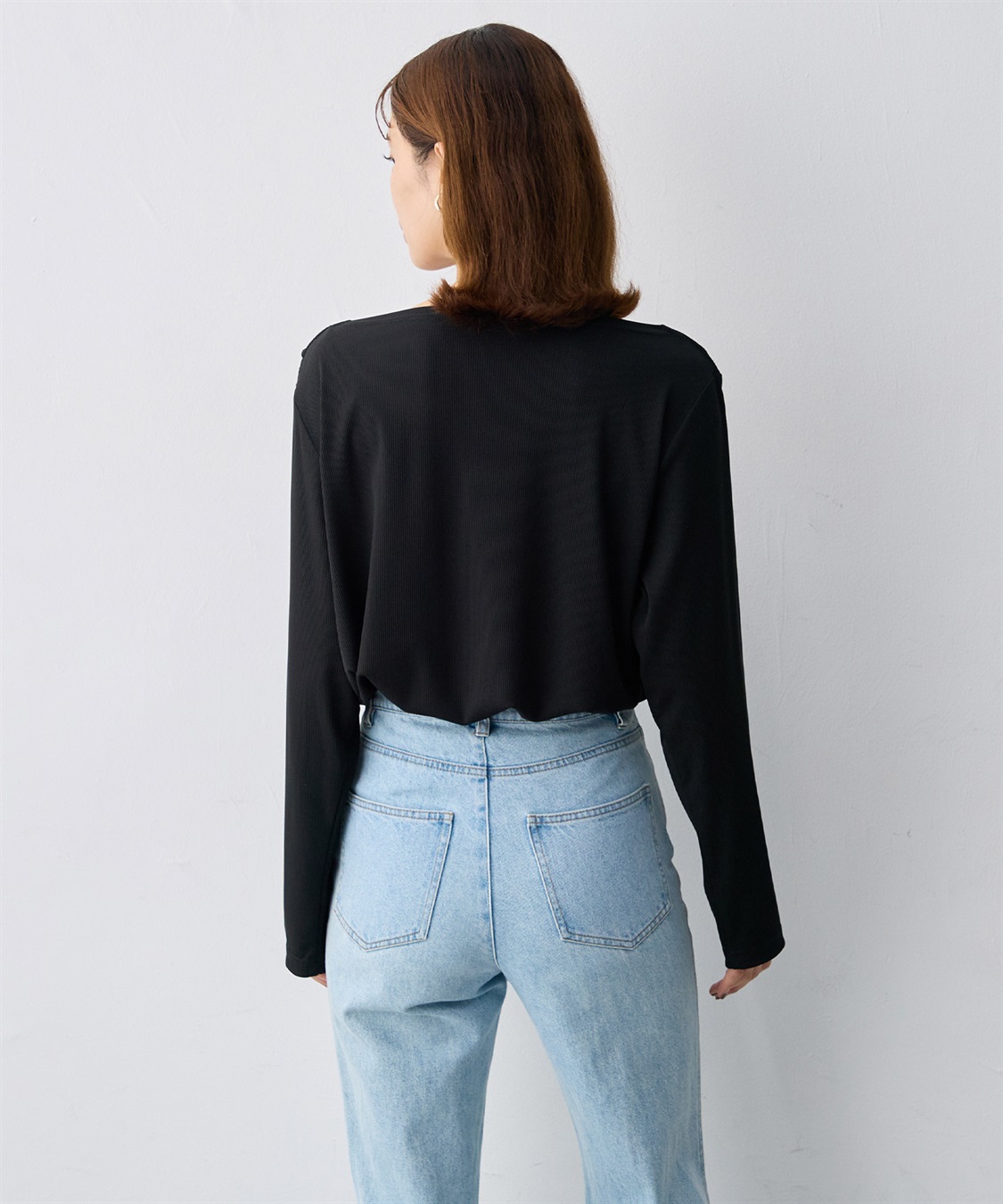 anyfee 【anyfee/大きいサイズ】リブドレープネック長袖Tシャツ（2026AW）_sub_7