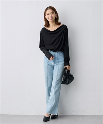 anyfee 【anyfee/大きいサイズ】リブドレープネック長袖Tシャツ（2026AW）_subthumb_10