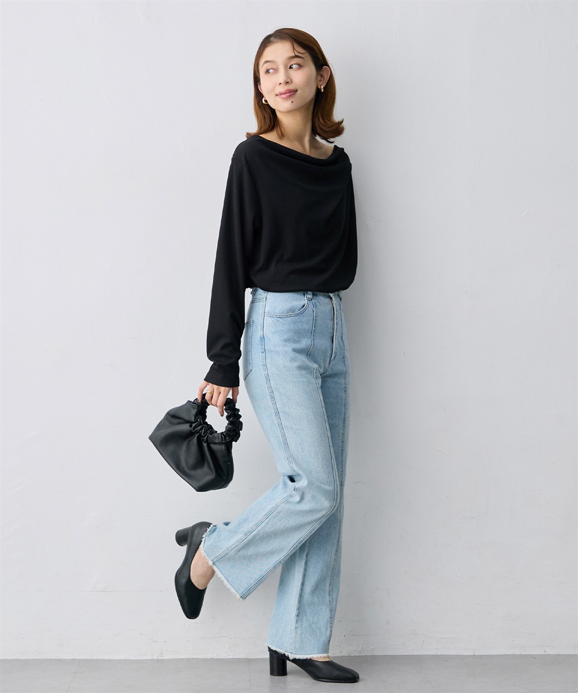 anyfee 【anyfee/大きいサイズ】リブドレープネック長袖Tシャツ（2026AW）_sub_11