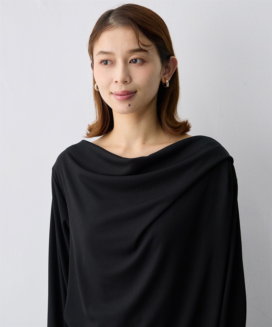anyfee 【anyfee/大きいサイズ】リブドレープネック長袖Tシャツ（2026AW）_sub_13