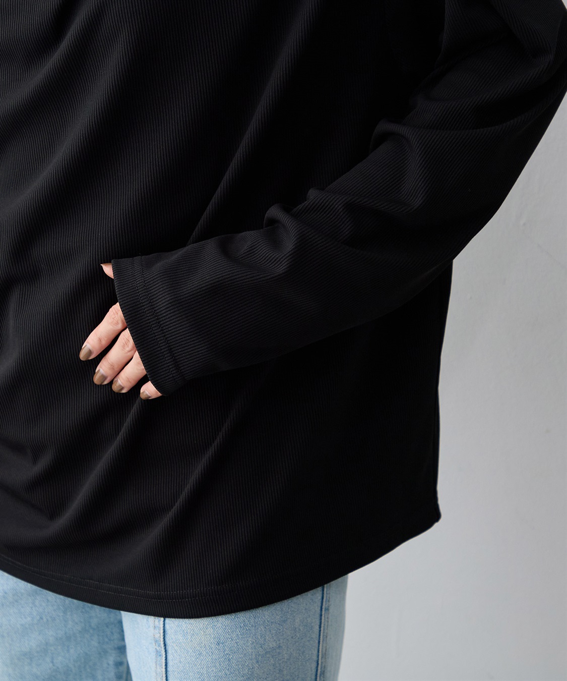 anyfee 【anyfee/大きいサイズ】リブドレープネック長袖Tシャツ（2026AW）_sub_14