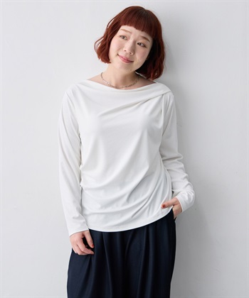 anyfee 【anyfee/大きいサイズ】リブドレープネック長袖Tシャツ（2026AW）_subthumb_16
