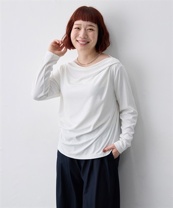 anyfee 【anyfee/大きいサイズ】リブドレープネック長袖Tシャツ（2026AW）_subthumb_17