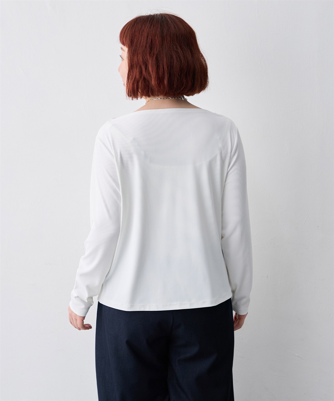 anyfee 【anyfee/大きいサイズ】リブドレープネック長袖Tシャツ（2026AW）_sub_19