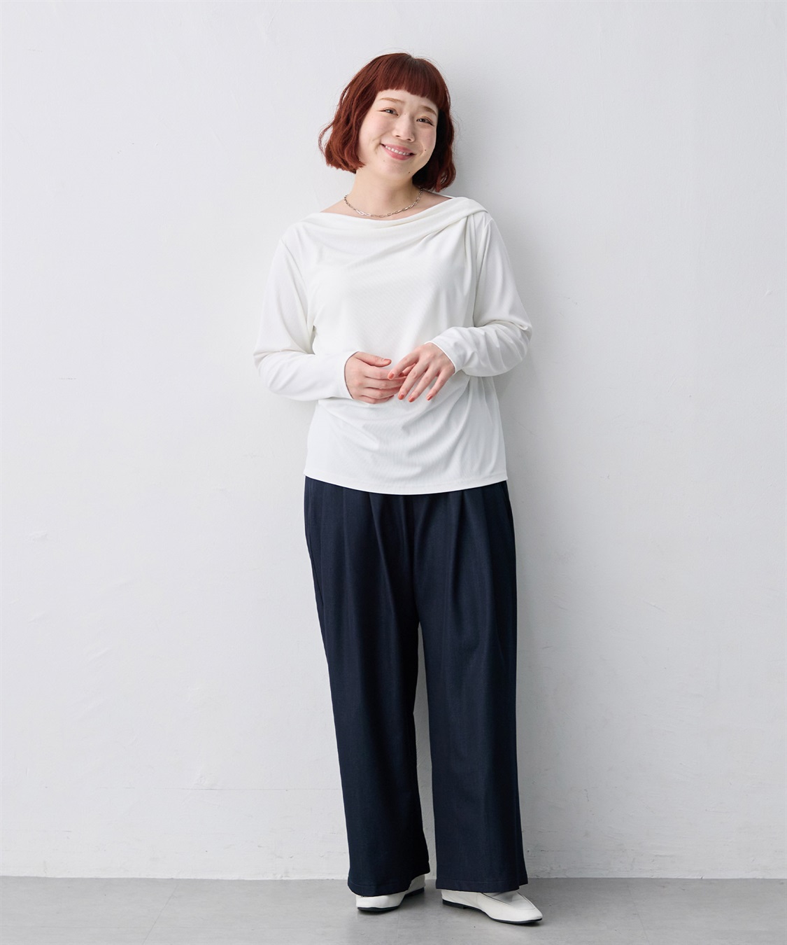 anyfee 【anyfee/大きいサイズ】リブドレープネック長袖Tシャツ（2026AW）_sub_22
