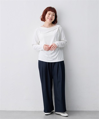 anyfee 【anyfee/大きいサイズ】リブドレープネック長袖Tシャツ（2026AW）_subthumb_22