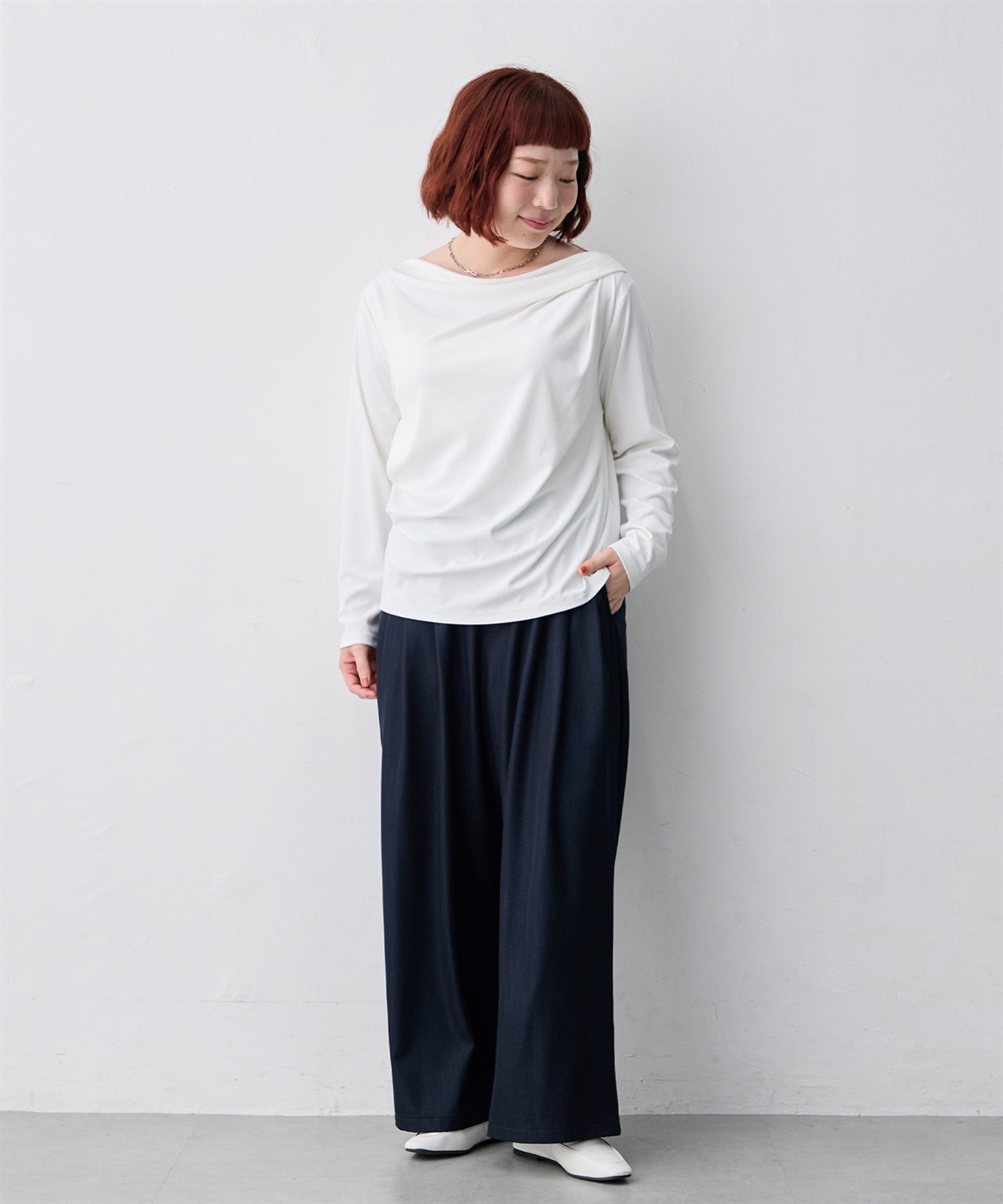anyfee 【anyfee/大きいサイズ】リブドレープネック長袖Tシャツ（2026AW）_sub_23