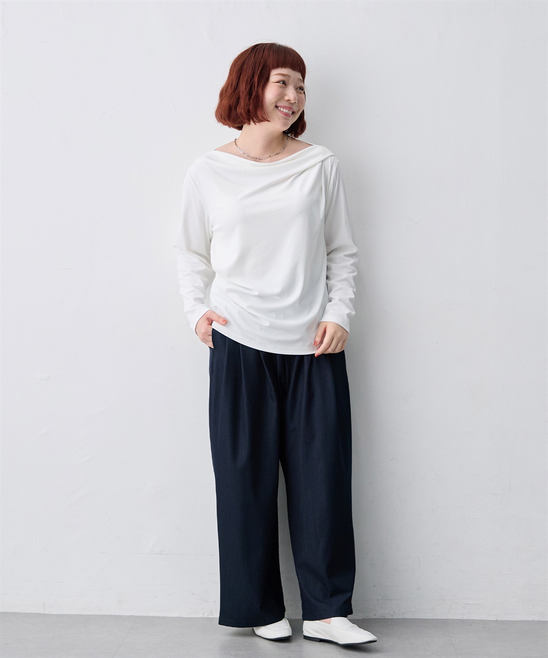 anyfee 【anyfee/大きいサイズ】リブドレープネック長袖Tシャツ（2026AW）_sub_25