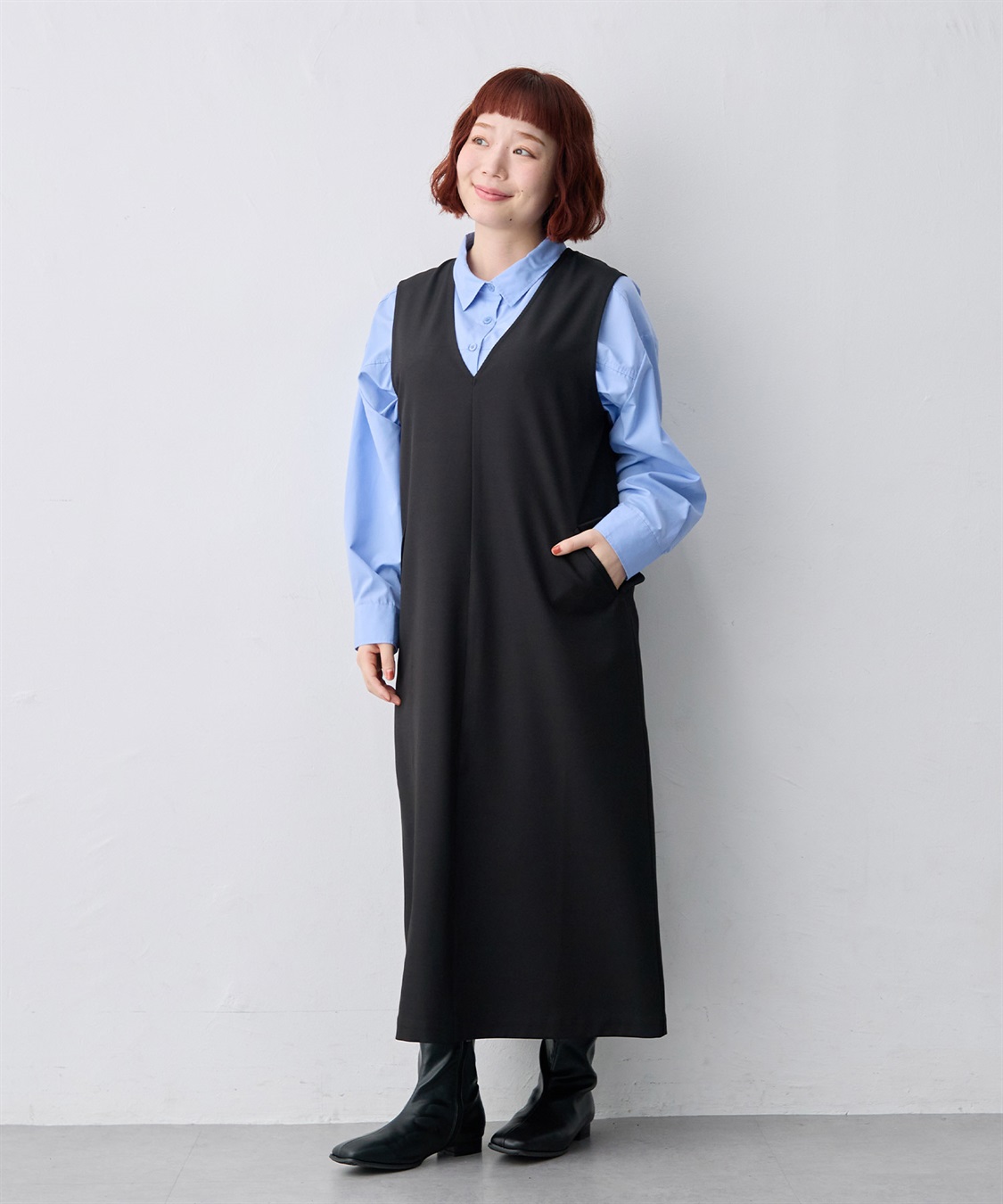 anyfee 【anyfee/大きいサイズ】Vネックフラップジャンスカ_sub_13