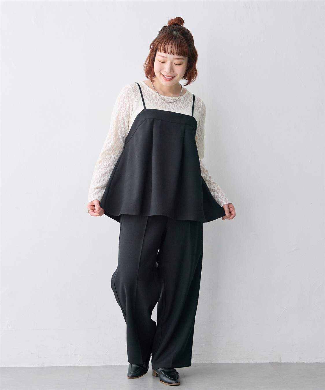 anyfee 【anyfee/大きいサイズ】ウーリッシュセミワイドパンツ《セットアップ対応/上下別売り》_sub_4