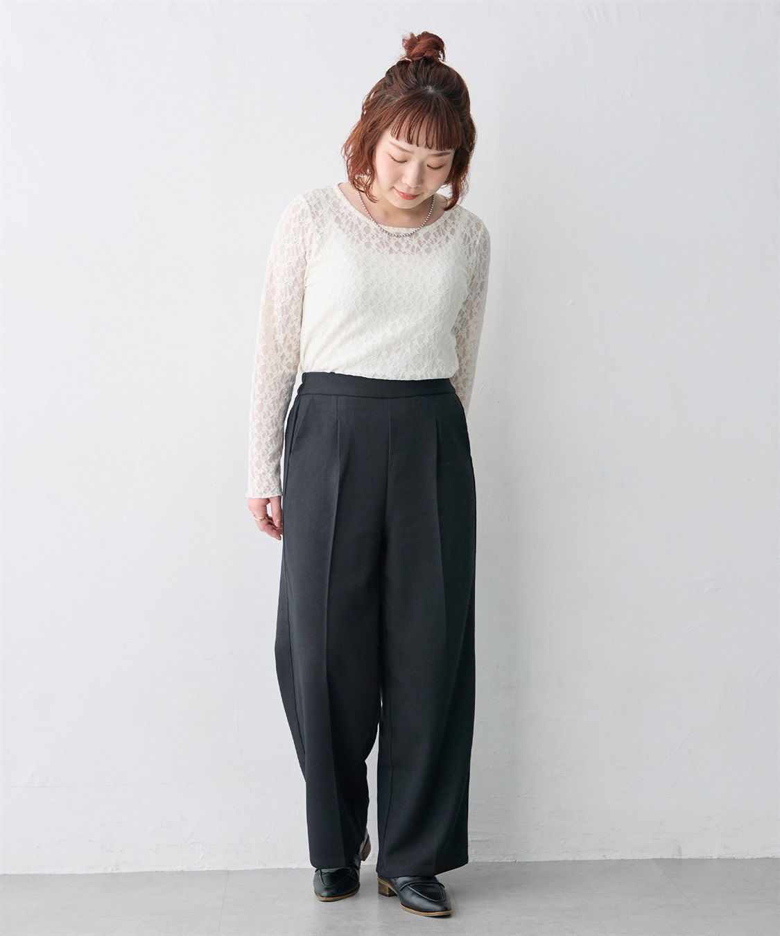 anyfee 【anyfee/大きいサイズ】ウーリッシュセミワイドパンツ《セットアップ対応/上下別売り》_sub_6