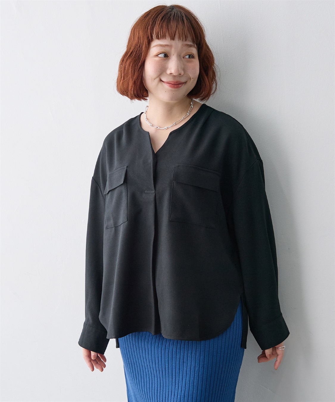 anyfee 【anyfee/大きいサイズ】ウーリッシュダブルポケットスキッパーシャツ《セットアップ対応/上下別売り》_sub_3