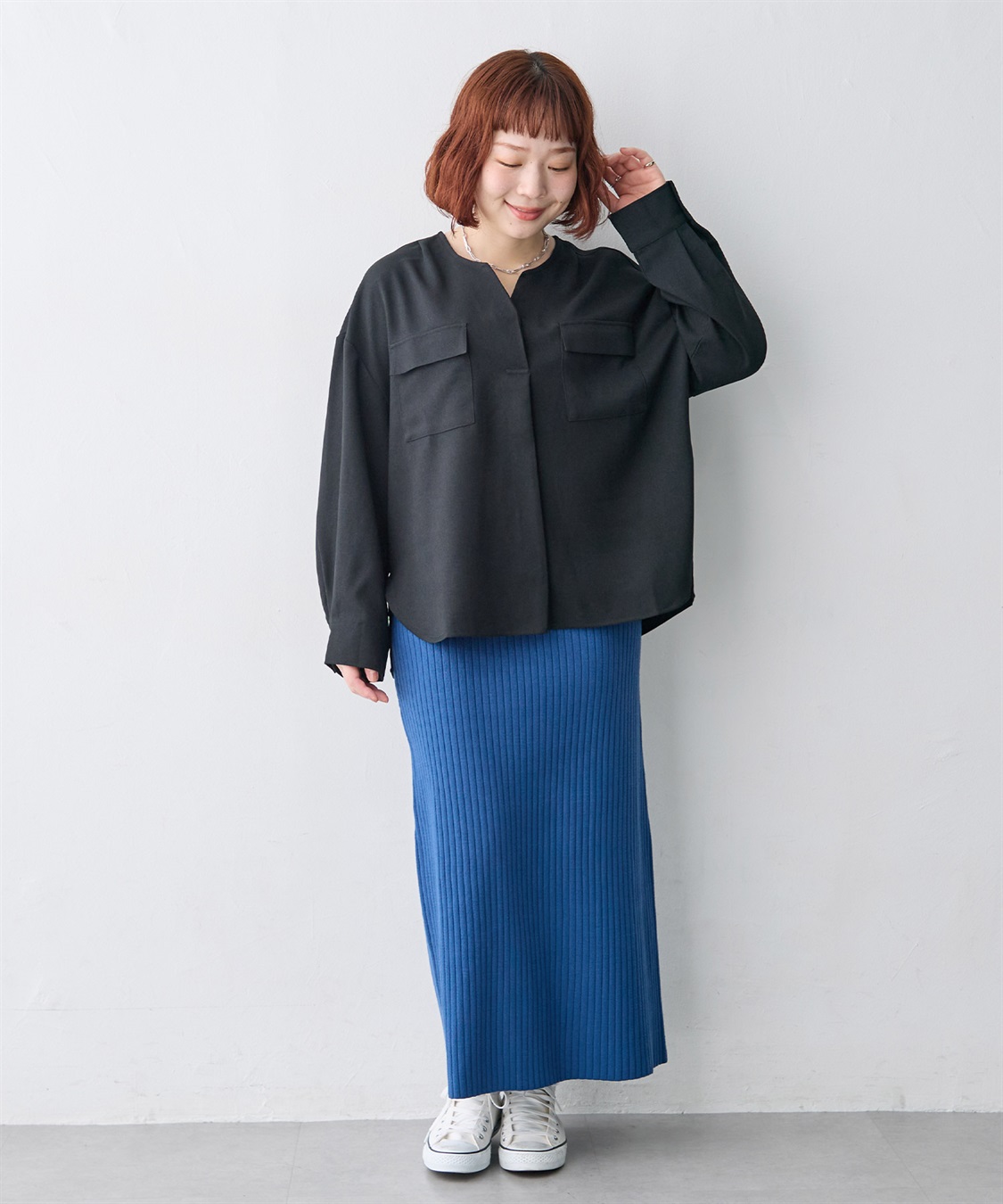 anyfee 【anyfee/大きいサイズ】ウーリッシュダブルポケットスキッパーシャツ《セットアップ対応/上下別売り》_sub_7