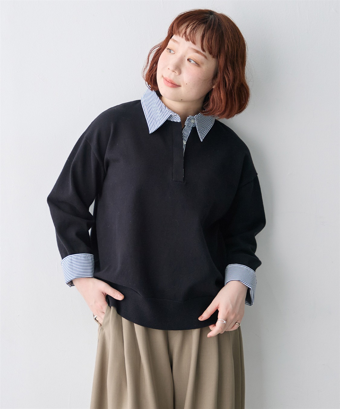 anyfee 【anyfee/大きいサイズ】シャツレイヤード風トップス_sub_19