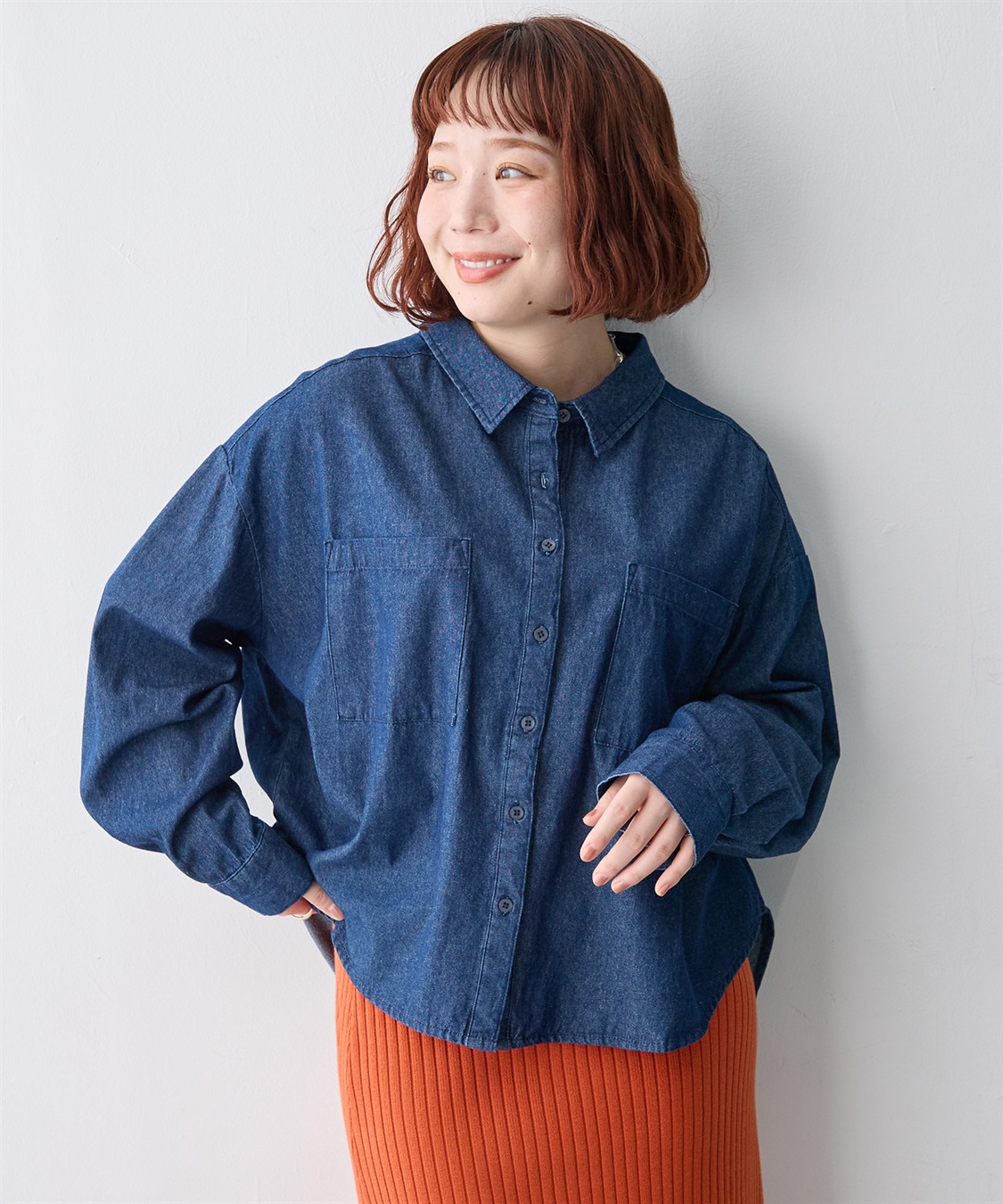 anyfee 【anyfee/大きいサイズ】ダブルポケットデニムシャツ（2026AW）_sub_17