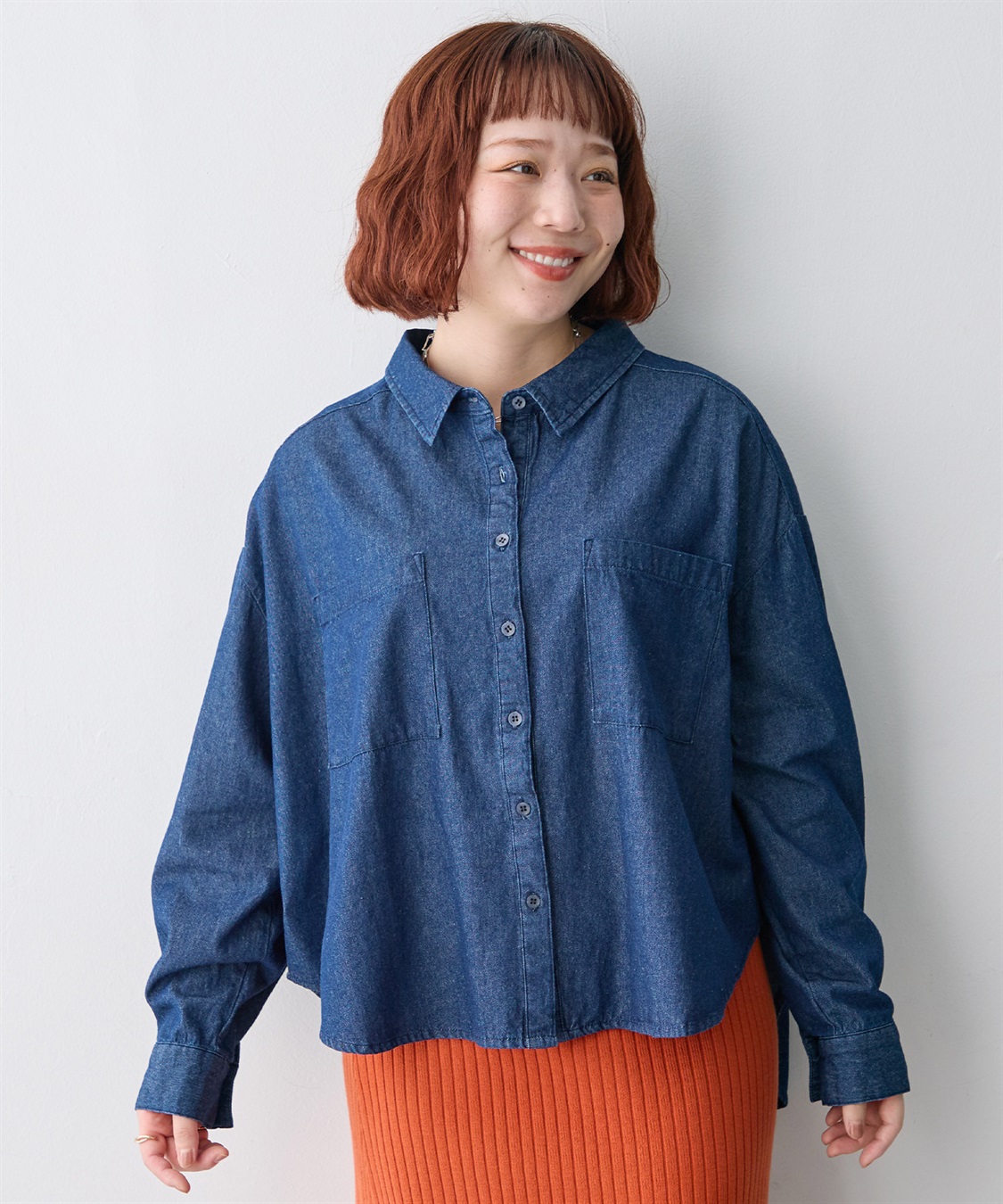 anyfee 【anyfee/大きいサイズ】ダブルポケットデニムシャツ（2026AW）_sub_18