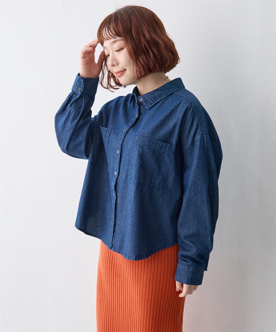 anyfee 【anyfee/大きいサイズ】ダブルポケットデニムシャツ（2026AW）_sub_20