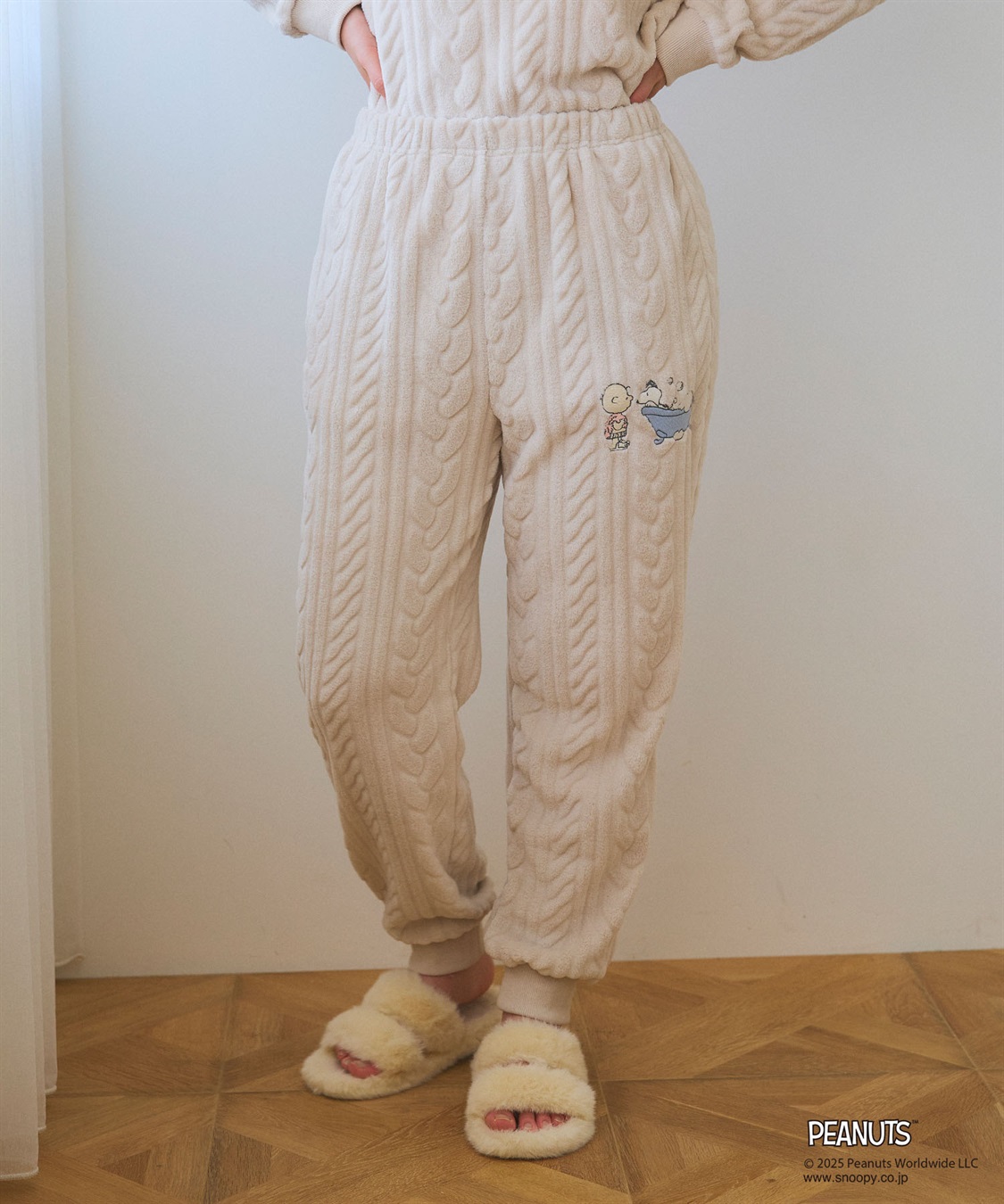 chara station 【PEANUTS/ピーナッツ】SNOOPY/スヌーピーケーブル編みフリースロングパンツ/ルームウェア（上下別売り_sub_2