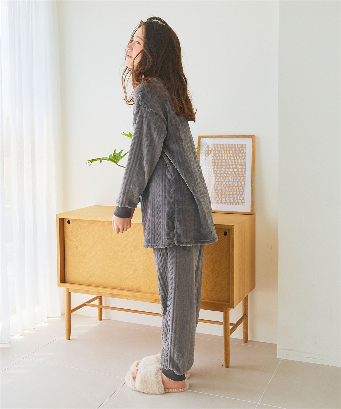 chara station 【PEANUTS/ピーナッツ】SNOOPY/スヌーピーケーブル編みフリースロングパンツ/ルームウェア（上下別売り_sub_4