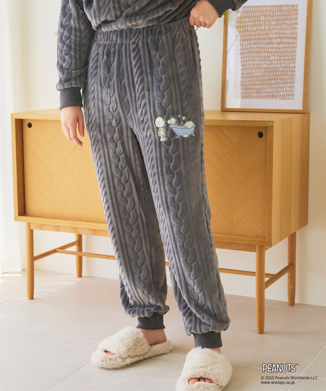 chara station 【PEANUTS/ピーナッツ】SNOOPY/スヌーピーケーブル編みフリースロングパンツ/ルームウェア（上下別売り_sub_6
