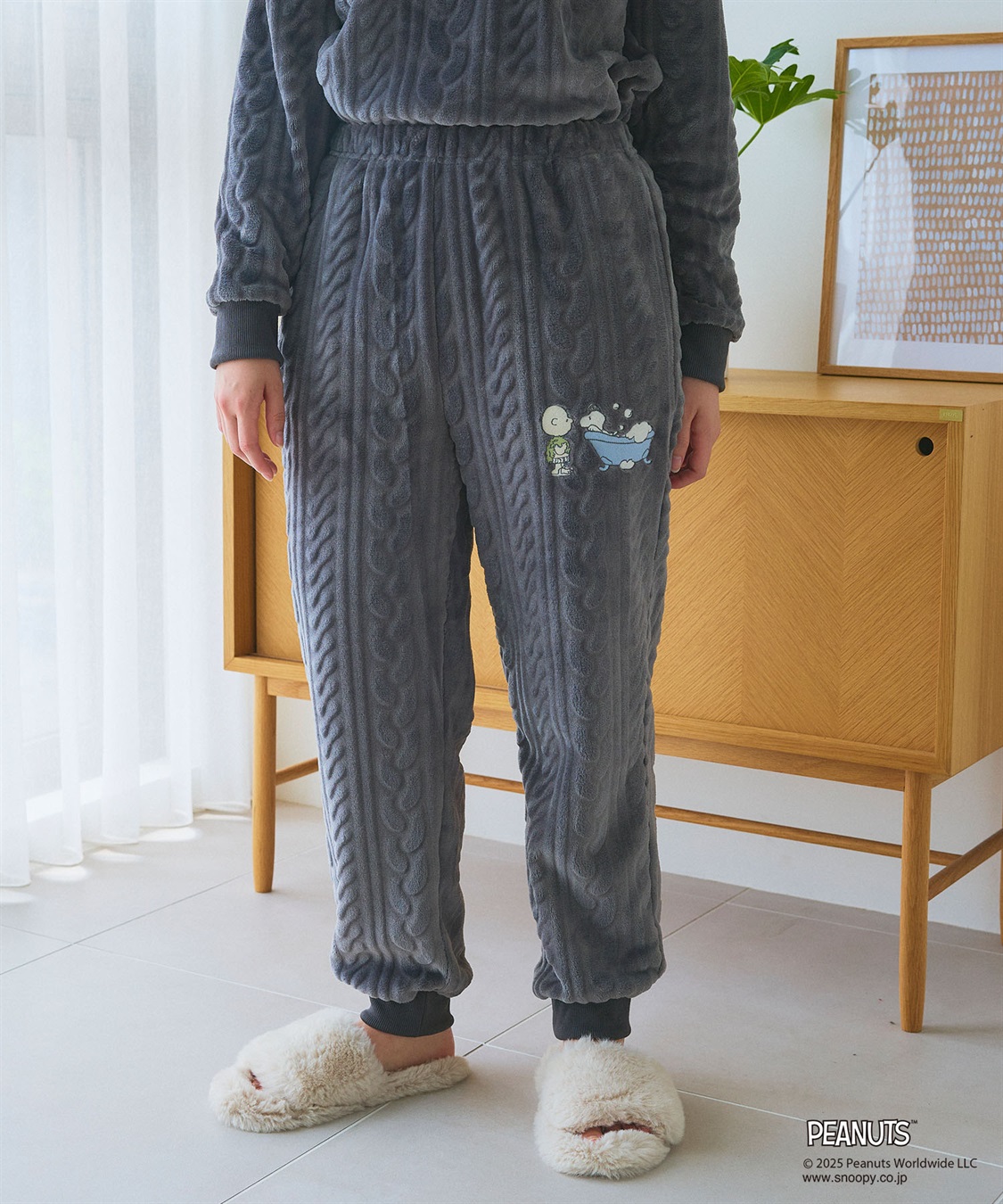 chara station 【PEANUTS/ピーナッツ】SNOOPY/スヌーピーケーブル編みフリースロングパンツ/ルームウェア（上下別売り_sub_7