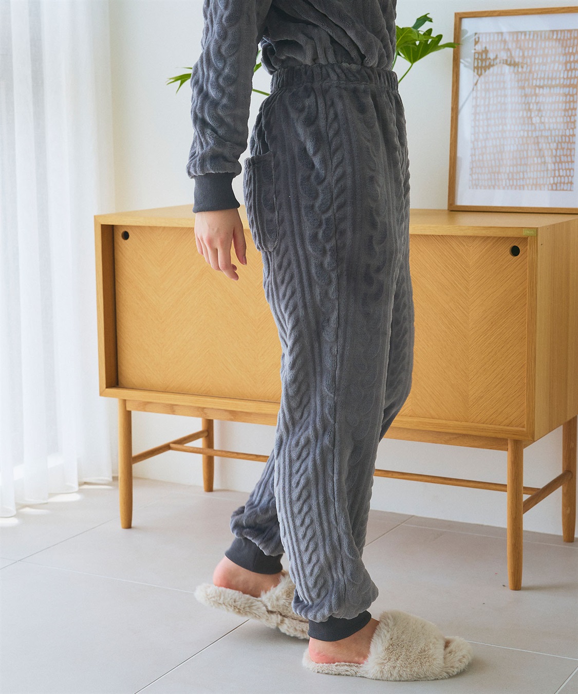 chara station 【PEANUTS/ピーナッツ】SNOOPY/スヌーピーケーブル編みフリースロングパンツ/ルームウェア（上下別売り_sub_9