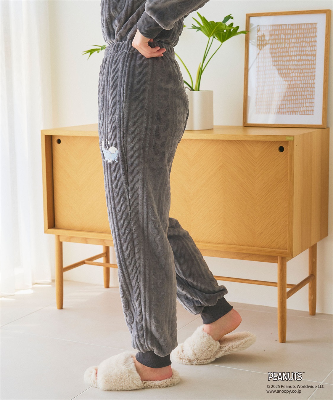 chara station 【PEANUTS/ピーナッツ】SNOOPY/スヌーピーケーブル編みフリースロングパンツ/ルームウェア（上下別売り_sub_10
