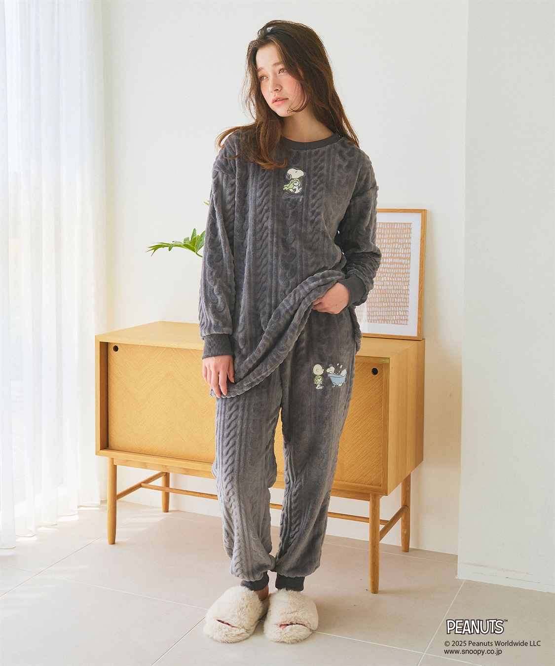 chara station 【PEANUTS/ピーナッツ】SNOOPY/スヌーピーケーブル編みフリースロングパンツ/ルームウェア（上下別売り_sub_11