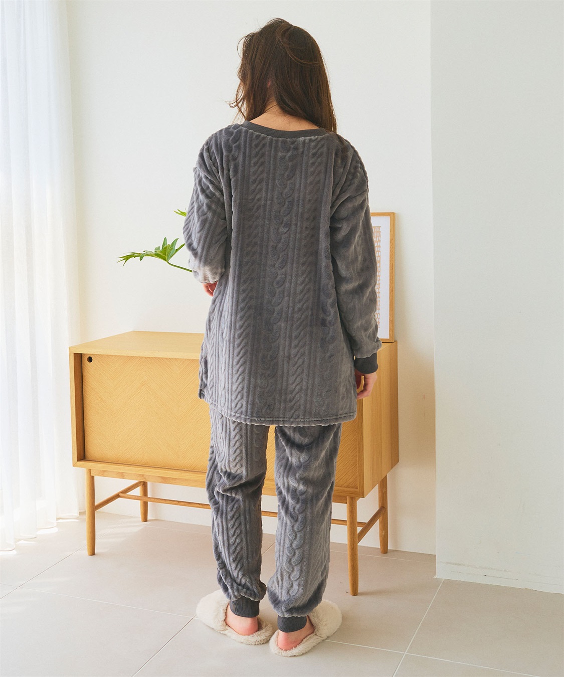 chara station 【PEANUTS/ピーナッツ】SNOOPY/スヌーピーケーブル編みフリースロングパンツ/ルームウェア（上下別売り_sub_12