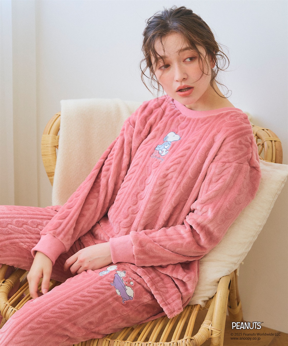 chara station 【PEANUTS/ピーナッツ】SNOOPY/スヌーピーケーブル編みフリースロングパンツ/ルームウェア（上下別売り_sub_17