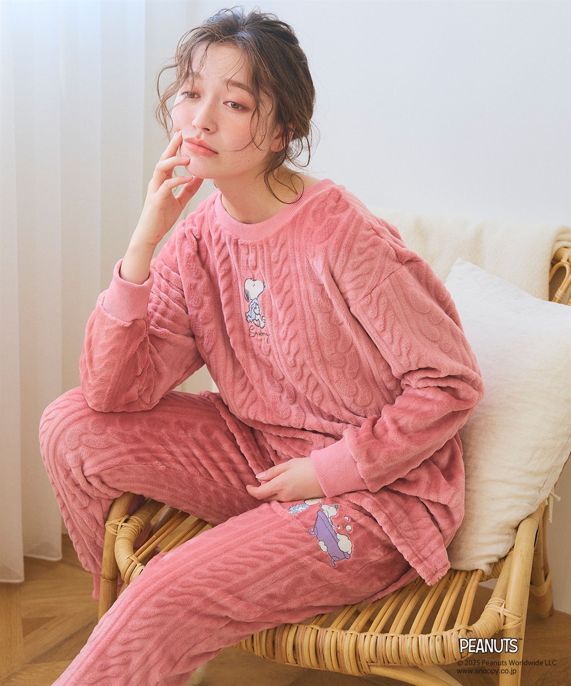 chara station 【PEANUTS/ピーナッツ】SNOOPY/スヌーピーケーブル編みフリースロングパンツ/ルームウェア（上下別売り_sub_18