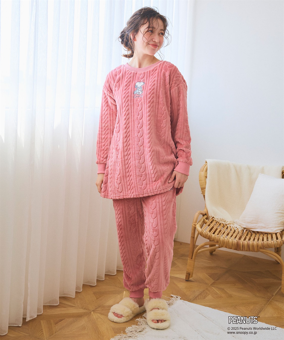 chara station 【PEANUTS/ピーナッツ】SNOOPY/スヌーピーケーブル編みフリースロングパンツ/ルームウェア（上下別売り_sub_21