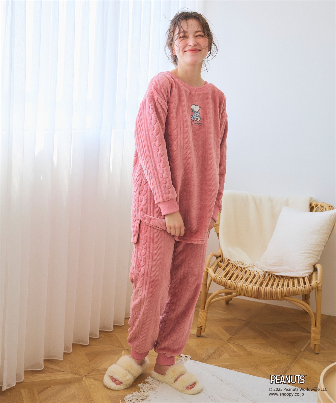 chara station 【PEANUTS/ピーナッツ】SNOOPY/スヌーピーケーブル編みフリースロングパンツ/ルームウェア（上下別売り_sub_23