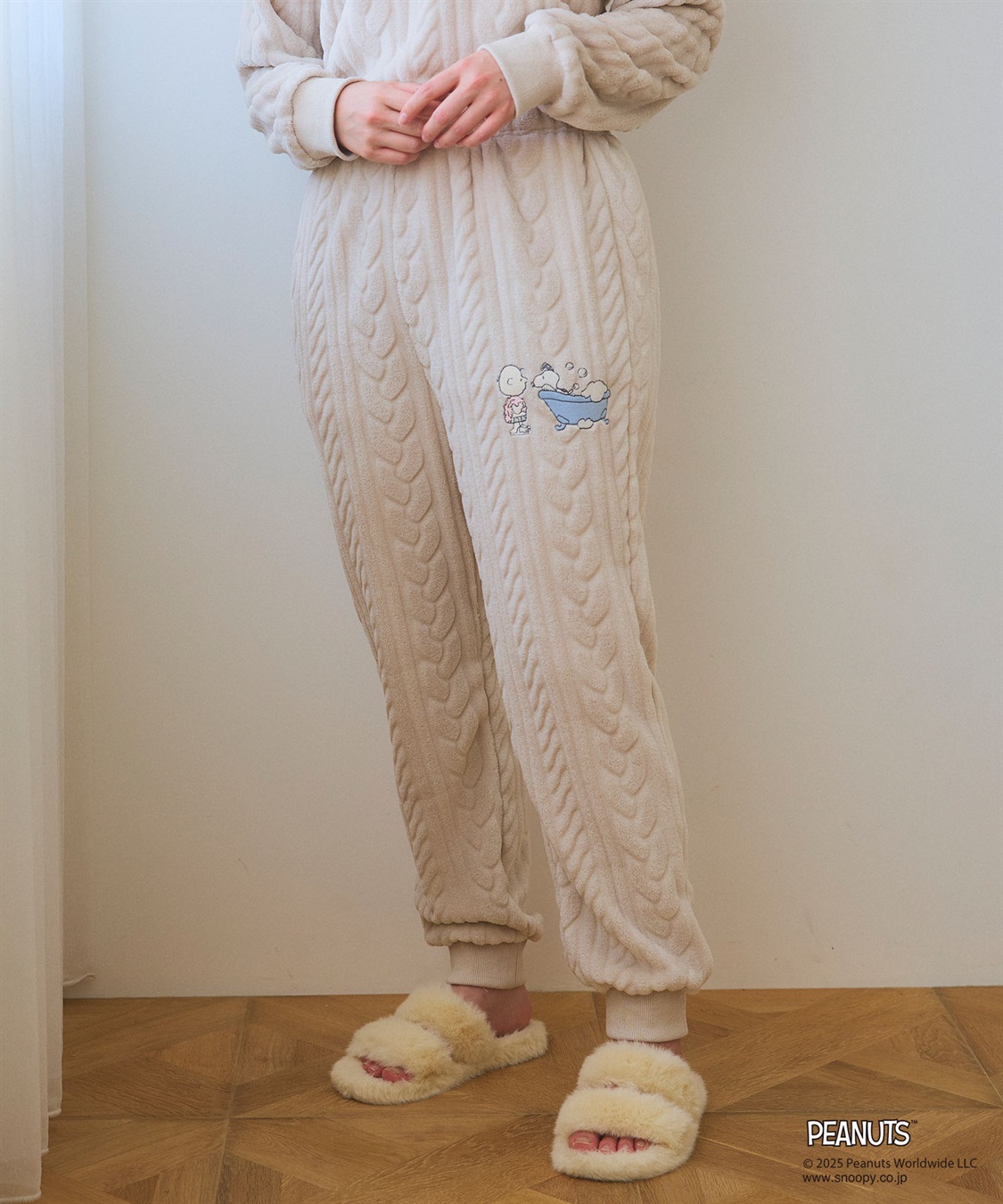 chara station 【PEANUTS/ピーナッツ】SNOOPY/スヌーピーケーブル編みフリースロングパンツ/ルームウェア（上下別売り_sub_25