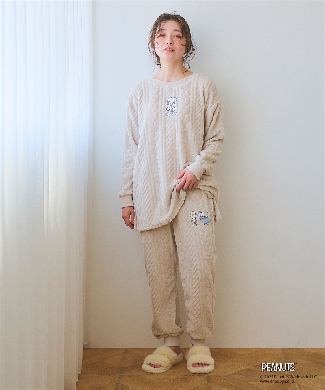 chara station 【PEANUTS/ピーナッツ】SNOOPY/スヌーピーケーブル編みフリースロングパンツ/ルームウェア（上下別売り_sub_26