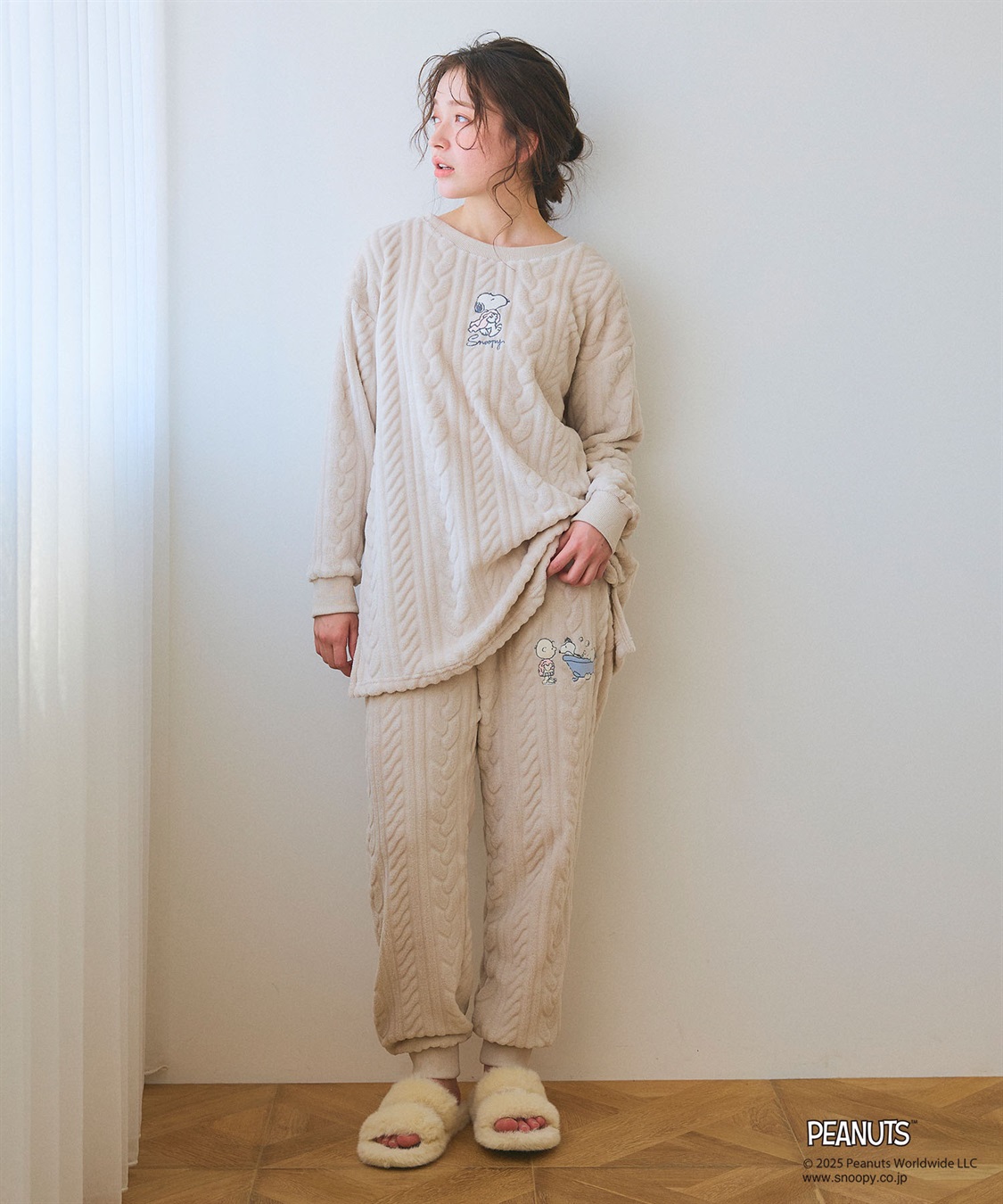 chara station 【PEANUTS/ピーナッツ】SNOOPY/スヌーピーケーブル編みフリースロングパンツ/ルームウェア（上下別売り_sub_27