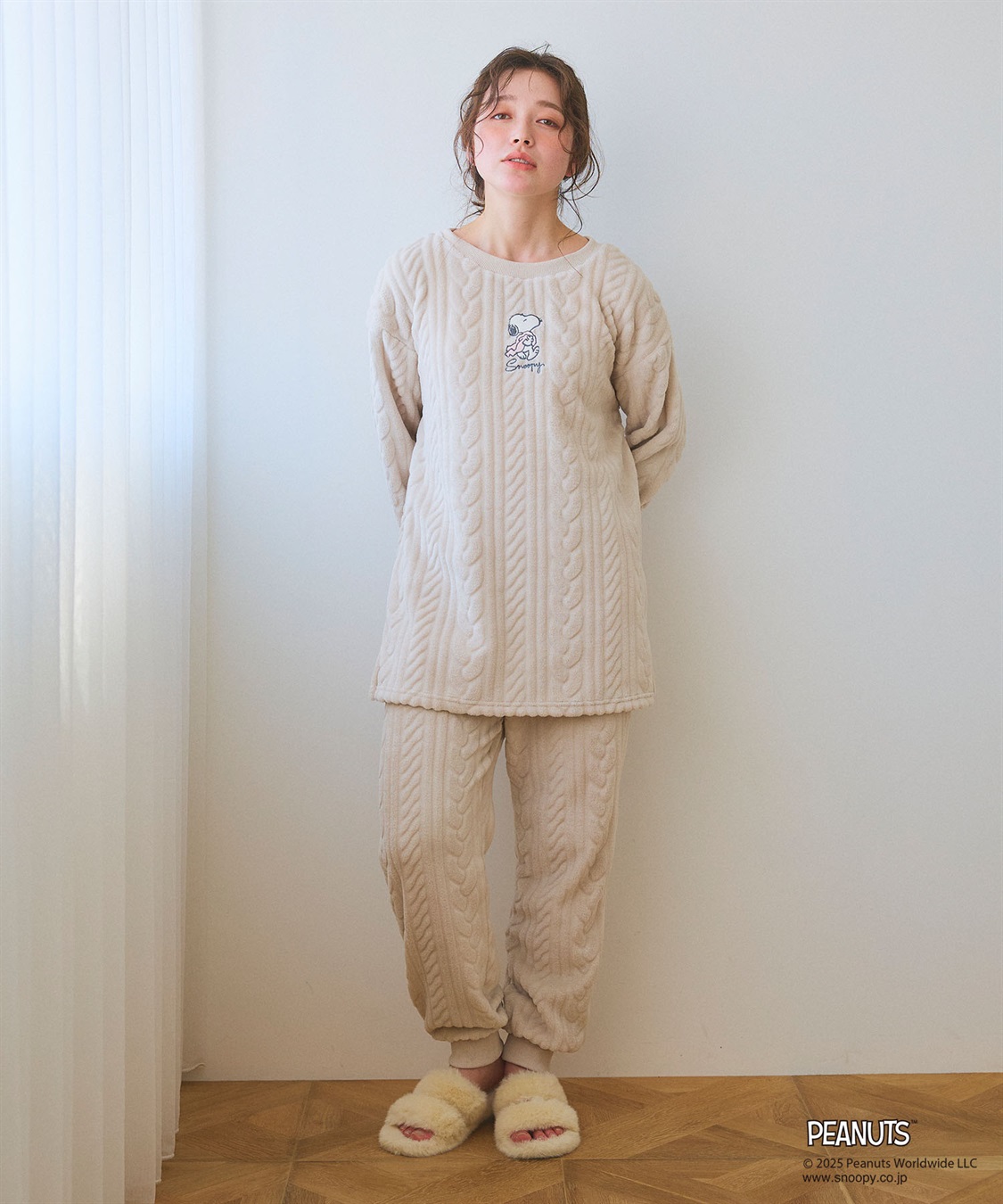chara station 【PEANUTS/ピーナッツ】SNOOPY/スヌーピーケーブル編みフリースロングパンツ/ルームウェア（上下別売り_sub_28