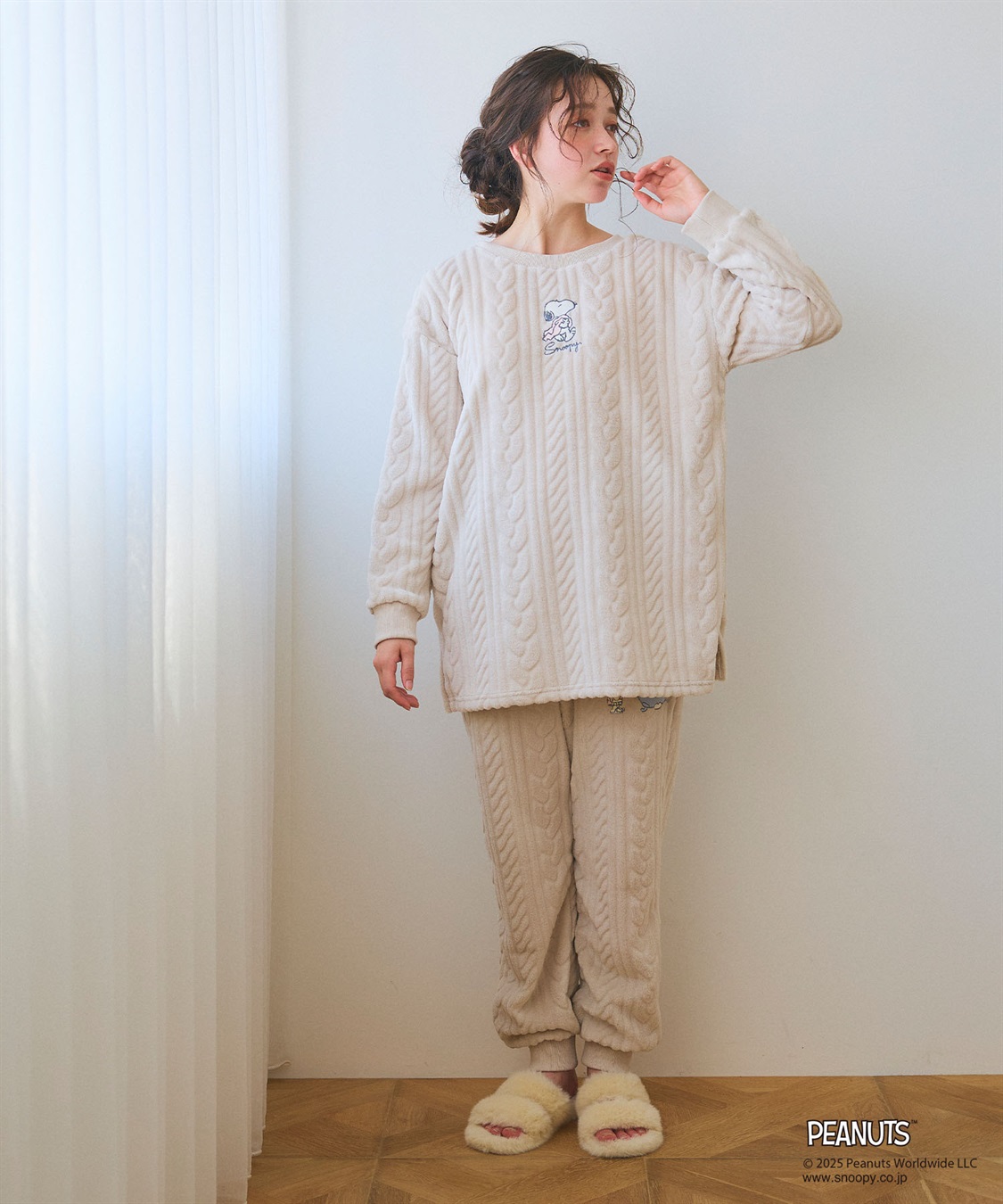 chara station 【PEANUTS/ピーナッツ】SNOOPY/スヌーピーケーブル編みフリースロングパンツ/ルームウェア（上下別売り_sub_29