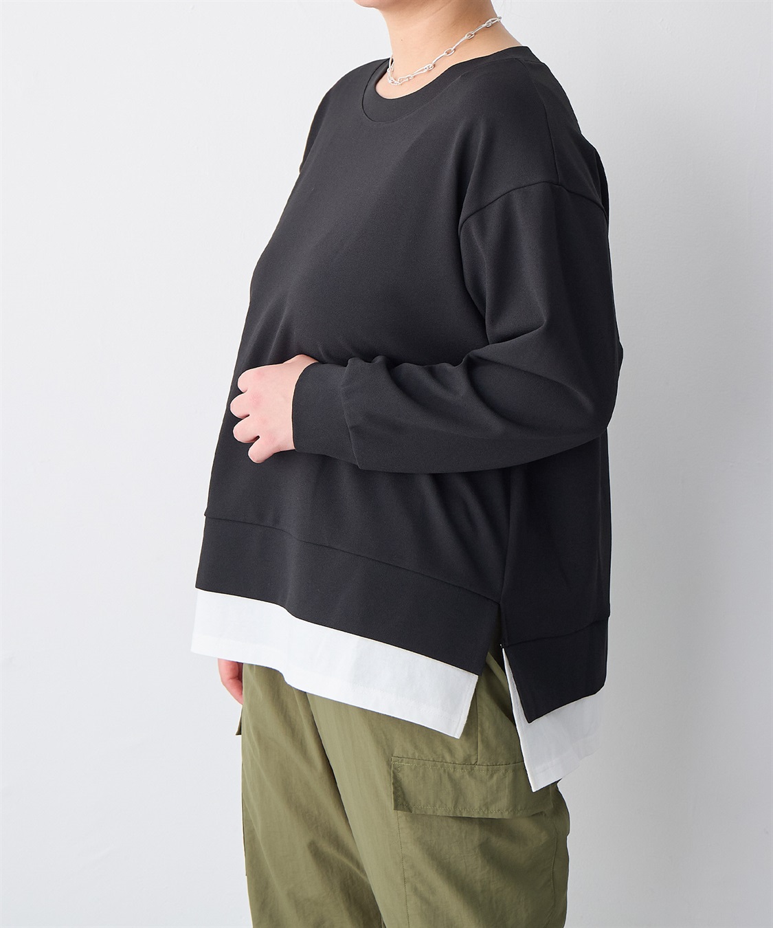 anyfee 【anyfee/プラスサイズ】ニットジョーゼットレイヤード風トップス_sub_9