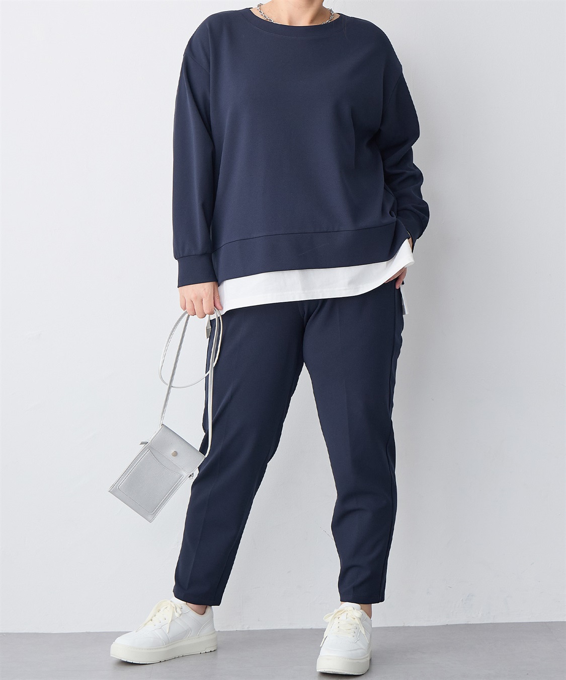 anyfee 【anyfee/プラスサイズ】ニットジョーゼットレイヤード風トップス_sub_13