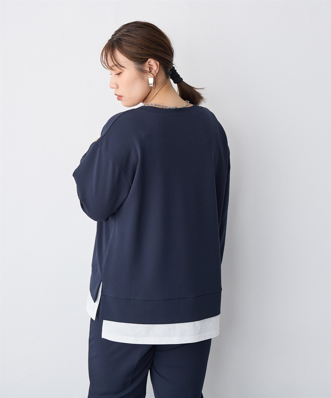 anyfee 【anyfee/プラスサイズ】ニットジョーゼットレイヤード風トップス_sub_16