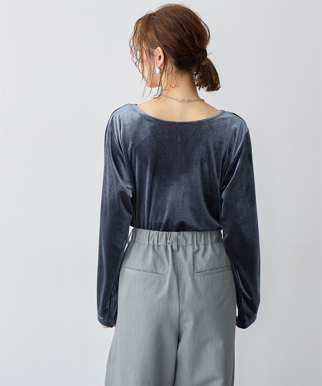 Life Style by cross marche 【anyfee/大きいサイズ】ベロアボートネックトップス_sub_7