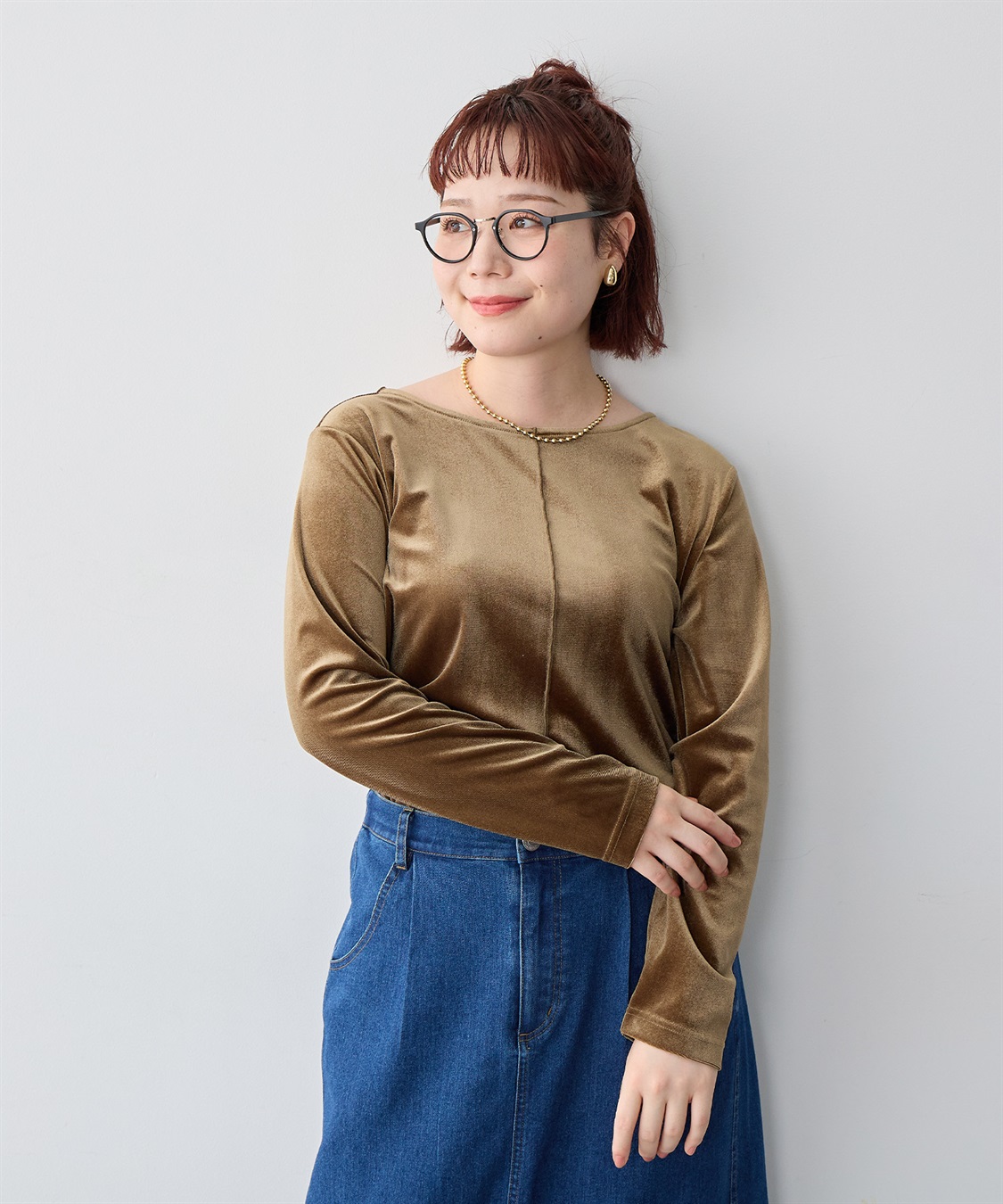 Life Style by cross marche 【anyfee/大きいサイズ】ベロアボートネックトップス_sub_9