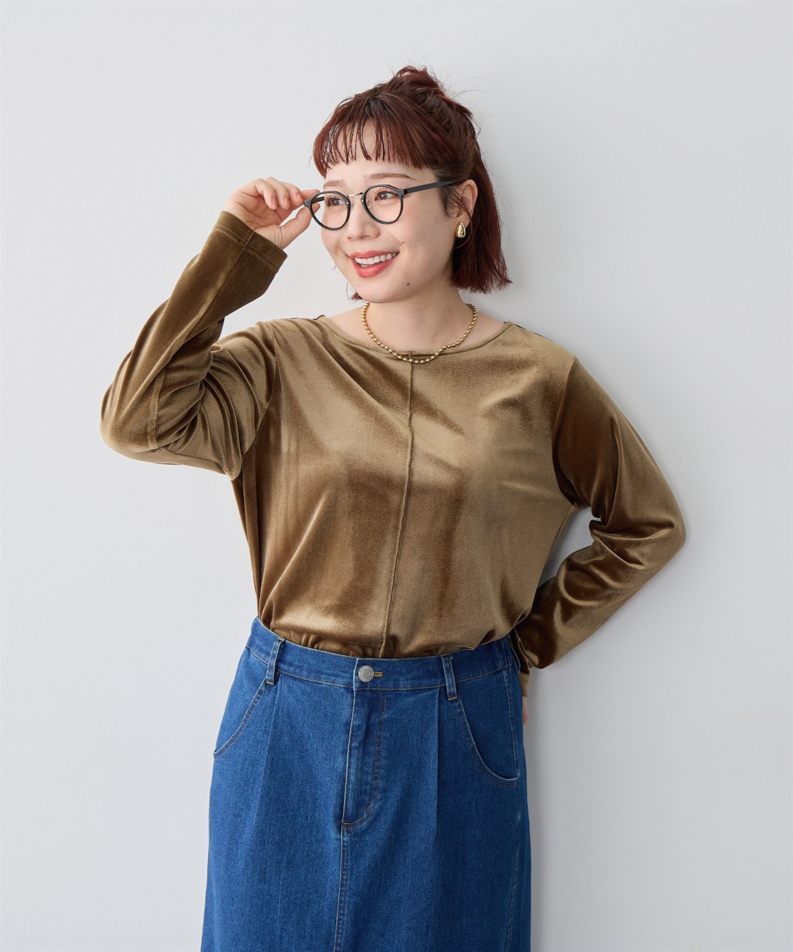 Life Style by cross marche 【anyfee/大きいサイズ】ベロアボートネックトップス_sub_11