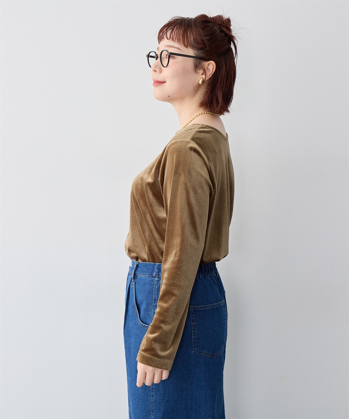 Life Style by cross marche 【anyfee/大きいサイズ】ベロアボートネックトップス_sub_12